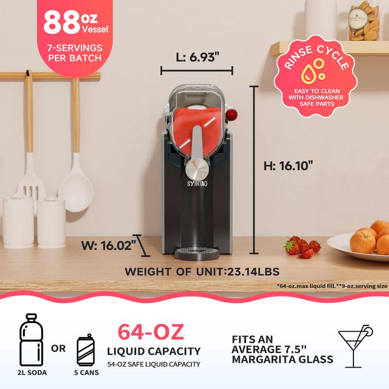 SYINTAO Slushie Machine Valentine’s Gift, 88oz, 6 Preset Programs, No Ice Needed, Rapid Freezing & Auto-Cleaning, Make Slush, Margaritas, Smoothies & Milkshakes for Couples Date Night, Friends & Family Party