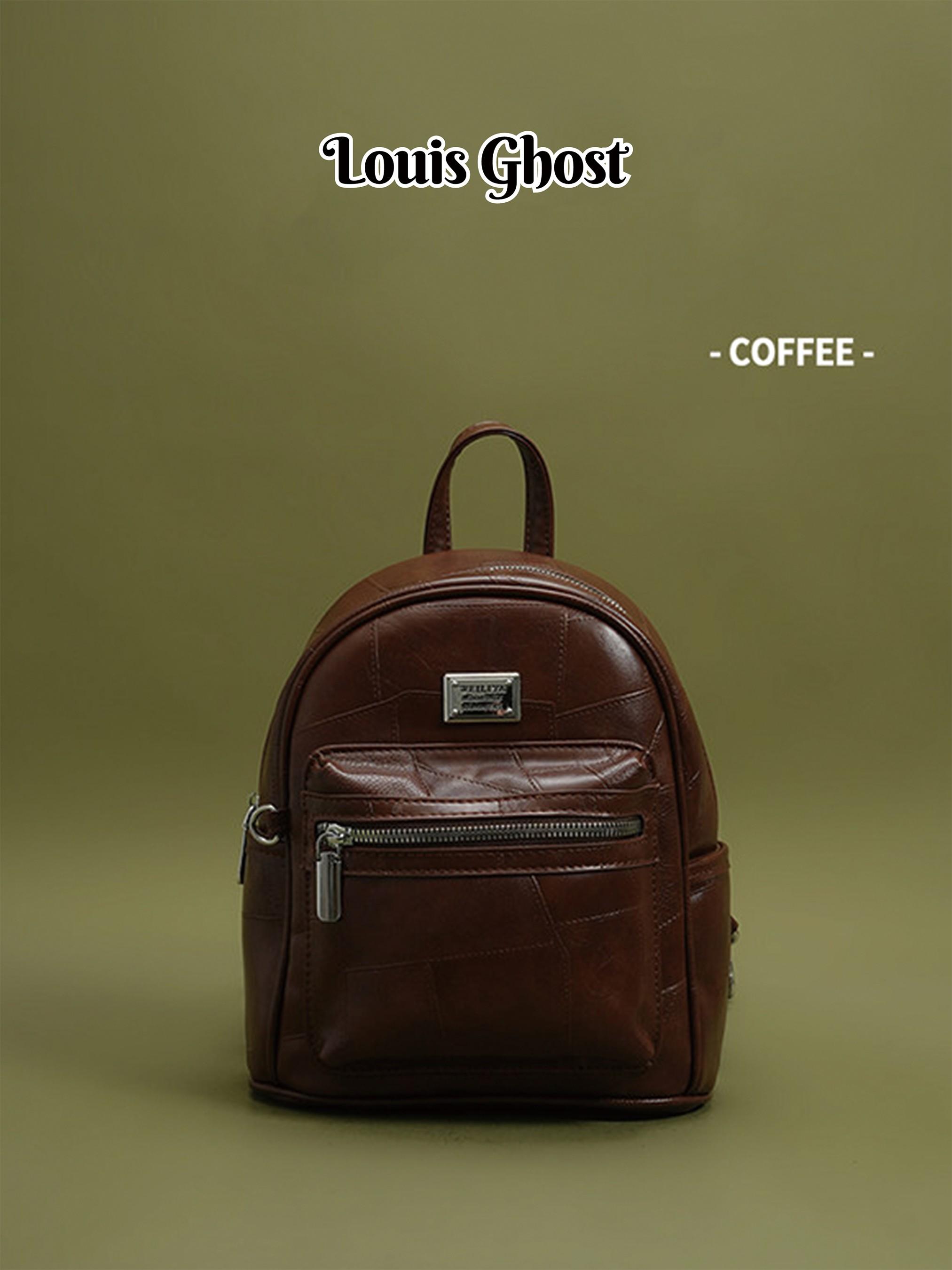 Patchwork leather mini backpack - Women's fashionable casual daily bag; Exquisite and small school schoolbag, with silver hardware and zipper pocket; Versatile soft PU leather backpack, suitable for travel, commuting and daily wear; Douyin best-selling fa