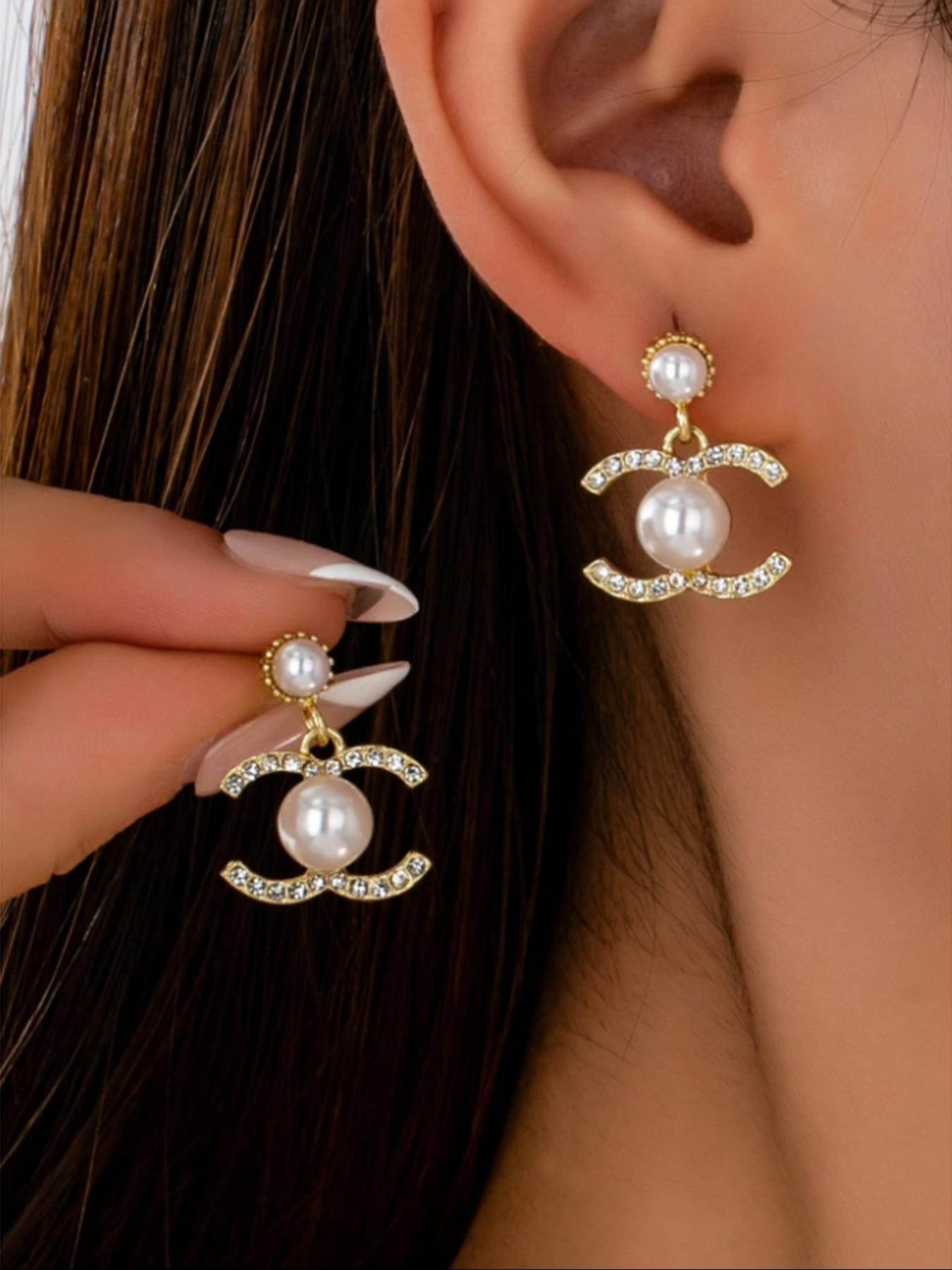 Women's Elegant Faux Pearl Decorated Dangle Earrings, Fashion Vintage Earrings for Daily Wear, Jewelry Gift