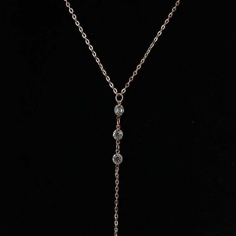 Women's Sexy Crystal Body Chain Necklace - Fashionable Jewelry, Silver-Colored Necklaces, Elegant Metal Long Zircon Backless Body Jewelry, Bikini Beach & Wedding Accessories, Body Chains