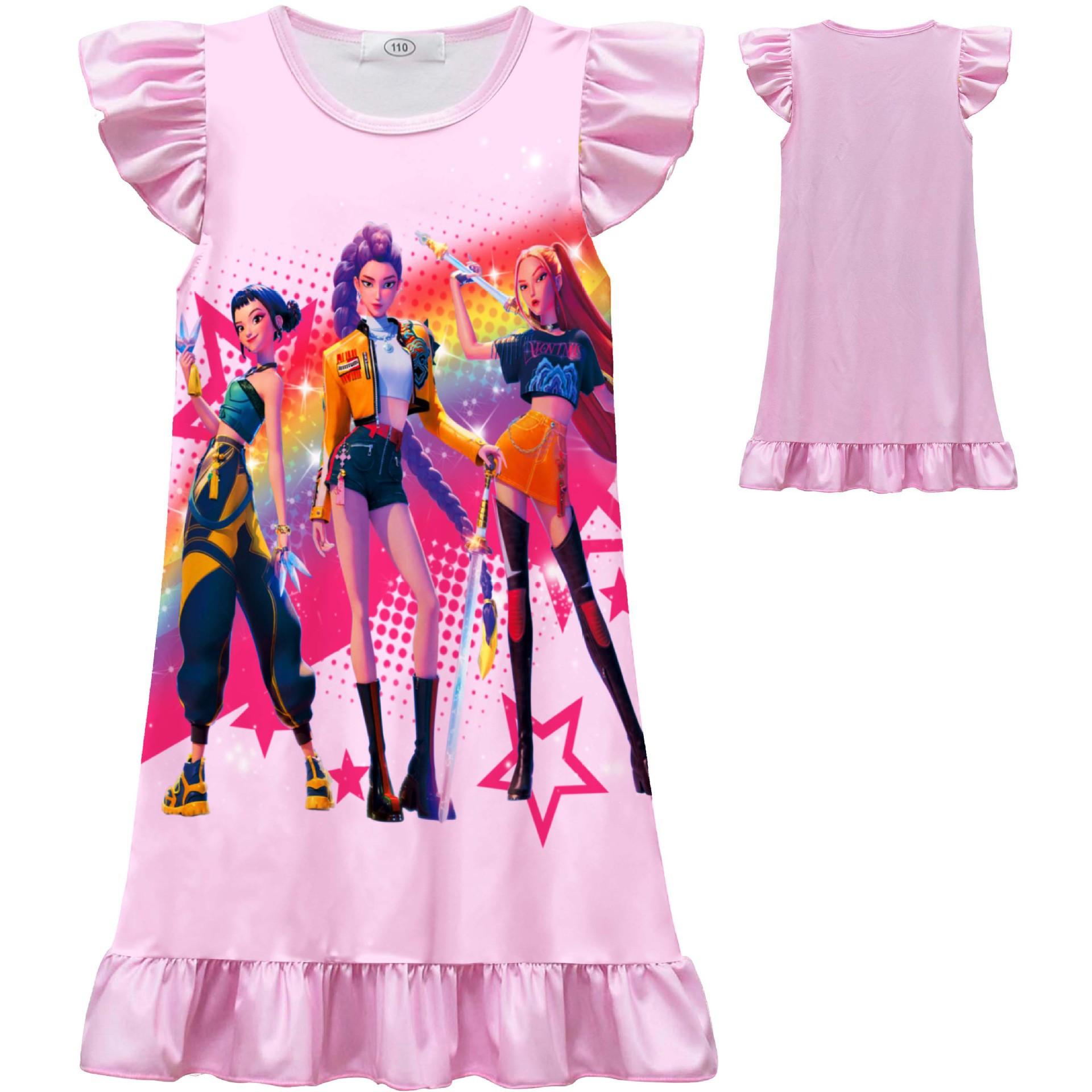 Girls Casual Dress Novetly Dresses Cartoon Nightdress Print Top