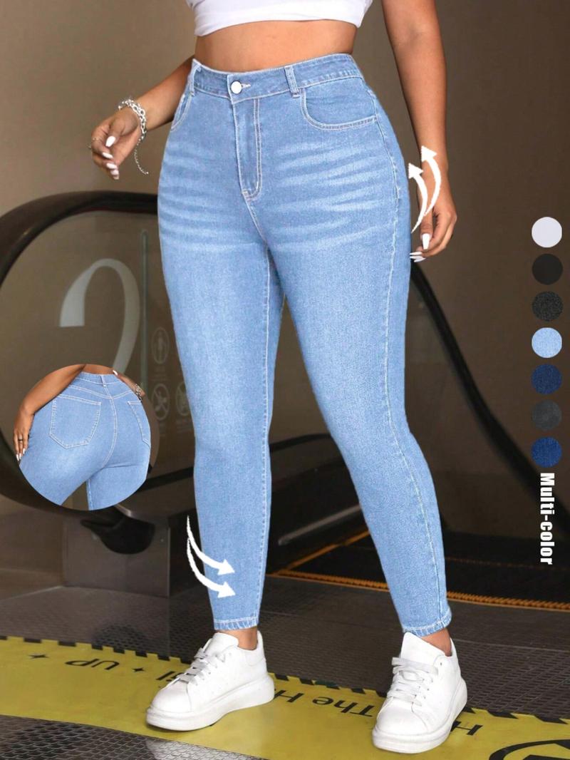 Women's High Waist Denim Jeans, Casual Comfy Denim Jeans for Daily Wear, Ladies Bottoms for All Seasons, T-Chic