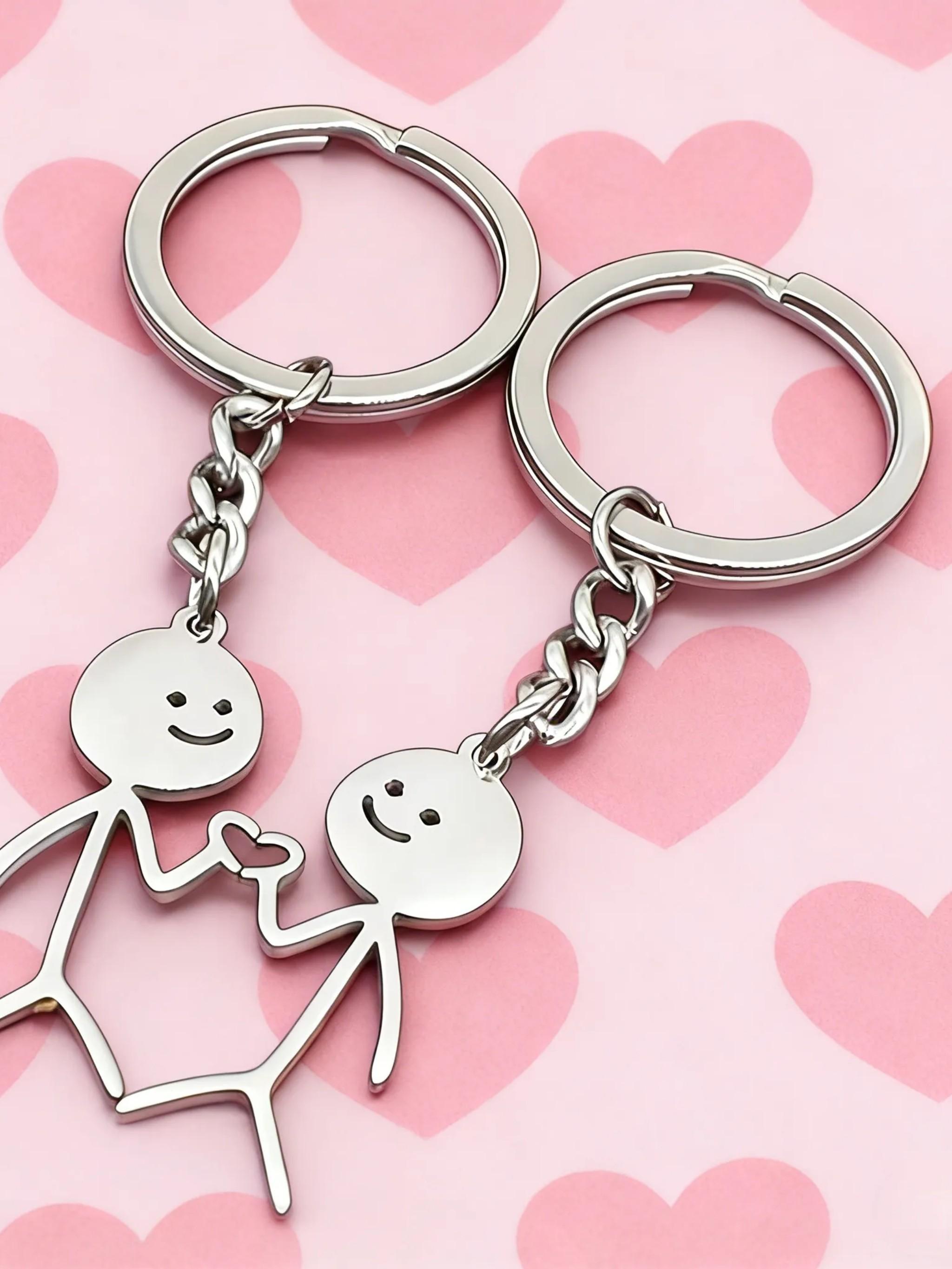 2 Pcs Set Metal Matchstick Man Keychain, Unique Funny Student Friend Couple Bag Decoration, Perfect Gift for Back-To-School Season