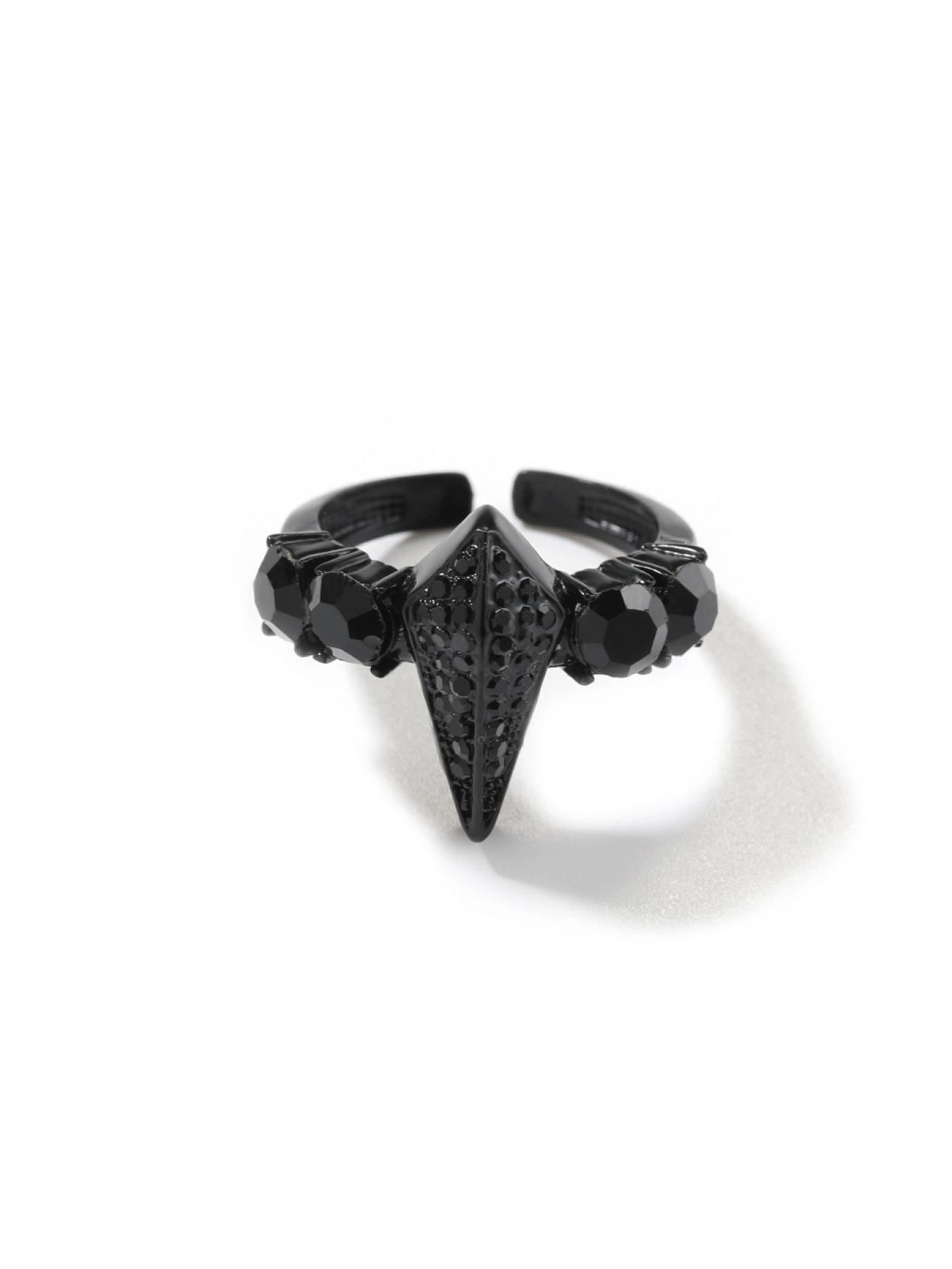Hip-hop style new diamond-encrusted alloy black panther ring, men's niche exaggerated open adjustable ring, vintage jewelry