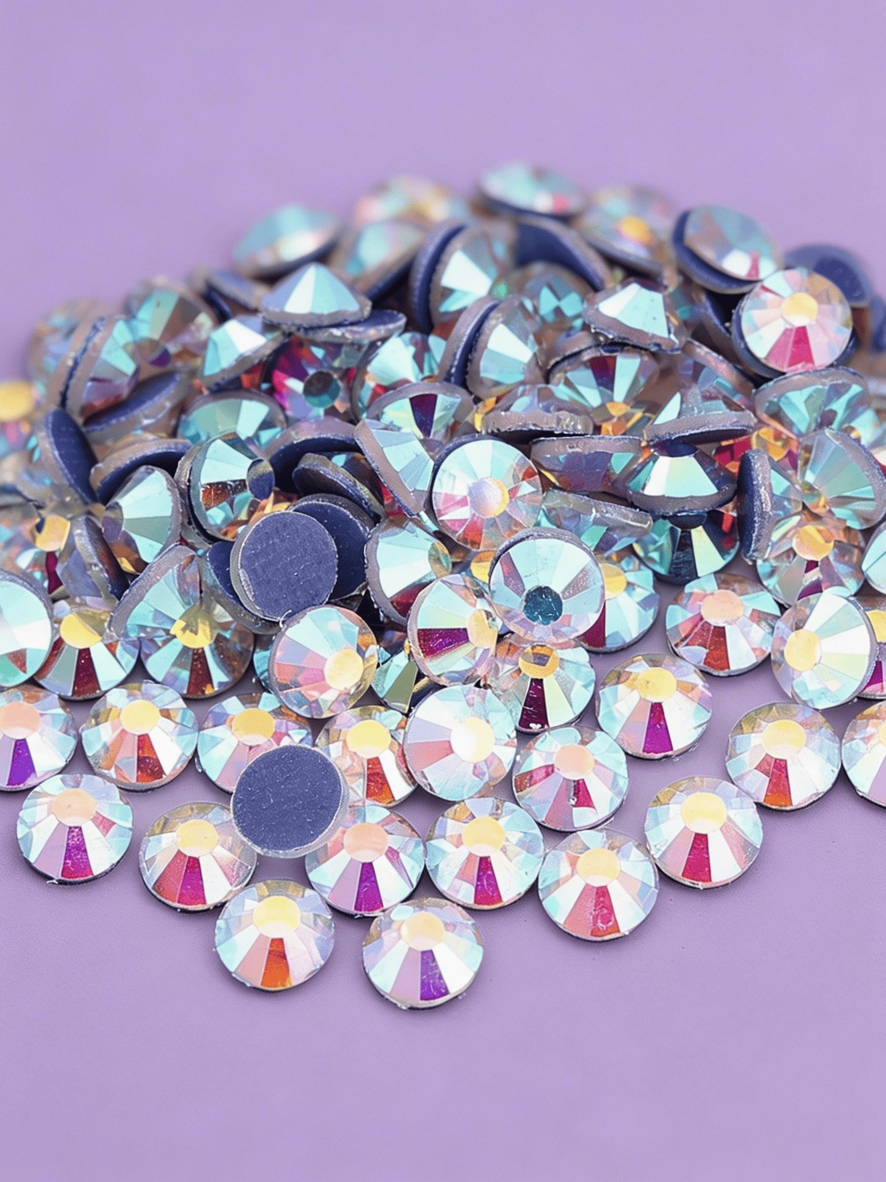 Luxury Glitter Rhinestones, 303 Ab Flat Back Glass Crystal Drills, 2880 Pieces, Nail Art DIY, Handmade Creator Essentials