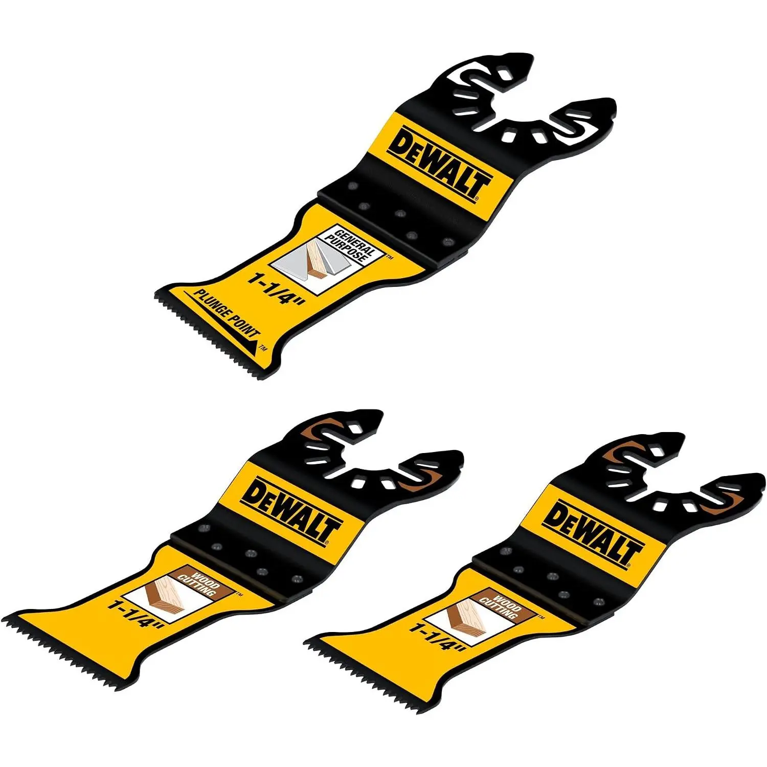 3 Piece Oscillating Tool Blade Set, Wood and-Purpose, Coating Blade Assortment (DWA4206BM-3)
