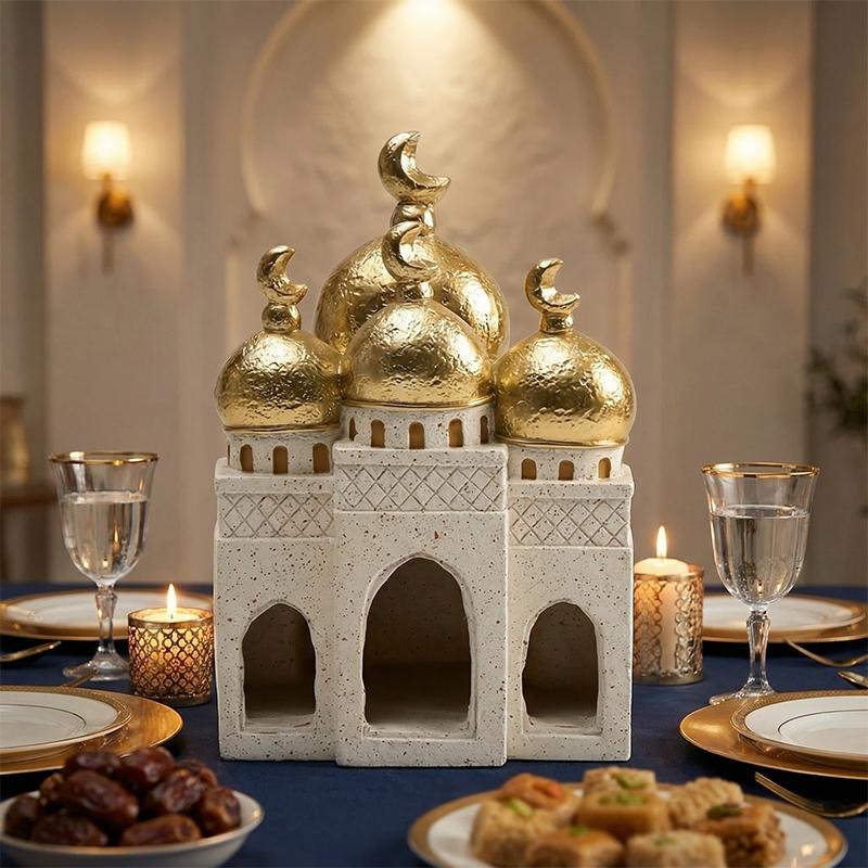 1pc Middle Eastern Style Castle Architecture Statue, Ramadan & Eid Festival Religious Decor for Home Mantel Display