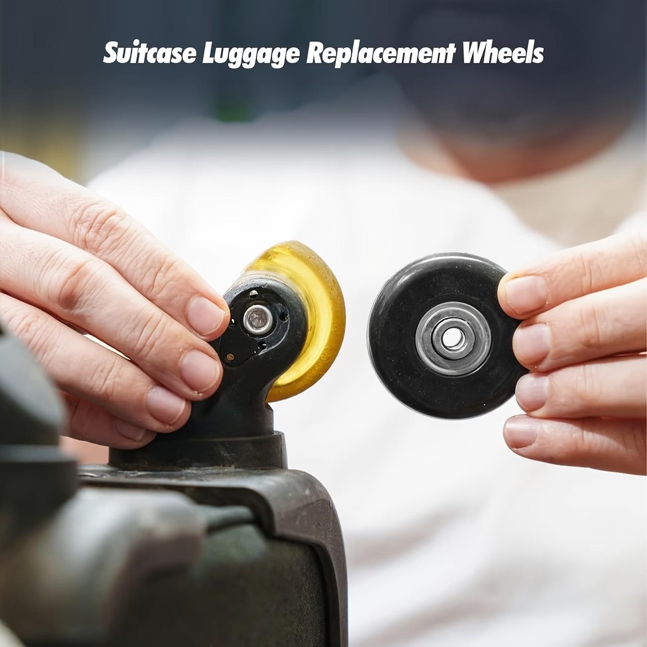 4Pcs Luggage Replacement Wheels, Double Travel Luggage Caster Wheels, Rubber Swivel Wheels with Bearing Repair Kit