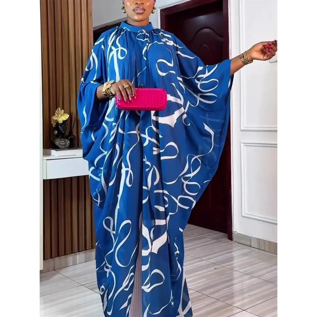 2 PCS Sets Women African Clothes Dashiki Ankara Print Outfit Plus Size Turkey Wedding Party Dresses Kaftan Chiffon Boubou Robe