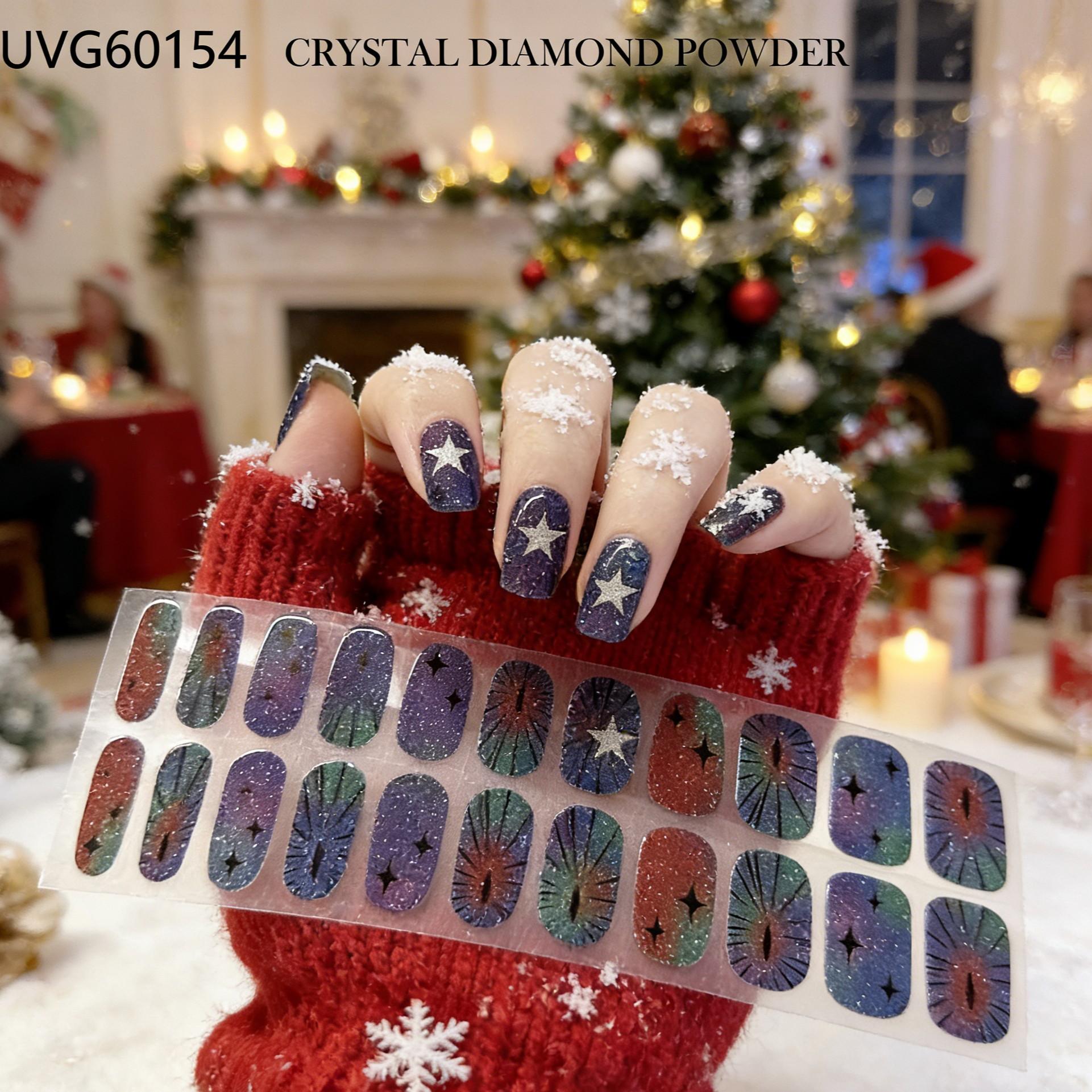 Alien Code Midnight Diamond Dust Nails, Irregular Multi-Color Stains with Abstract Sci-Fi Lines, Half-Cured Gel Nail Strips for DIY Home Use