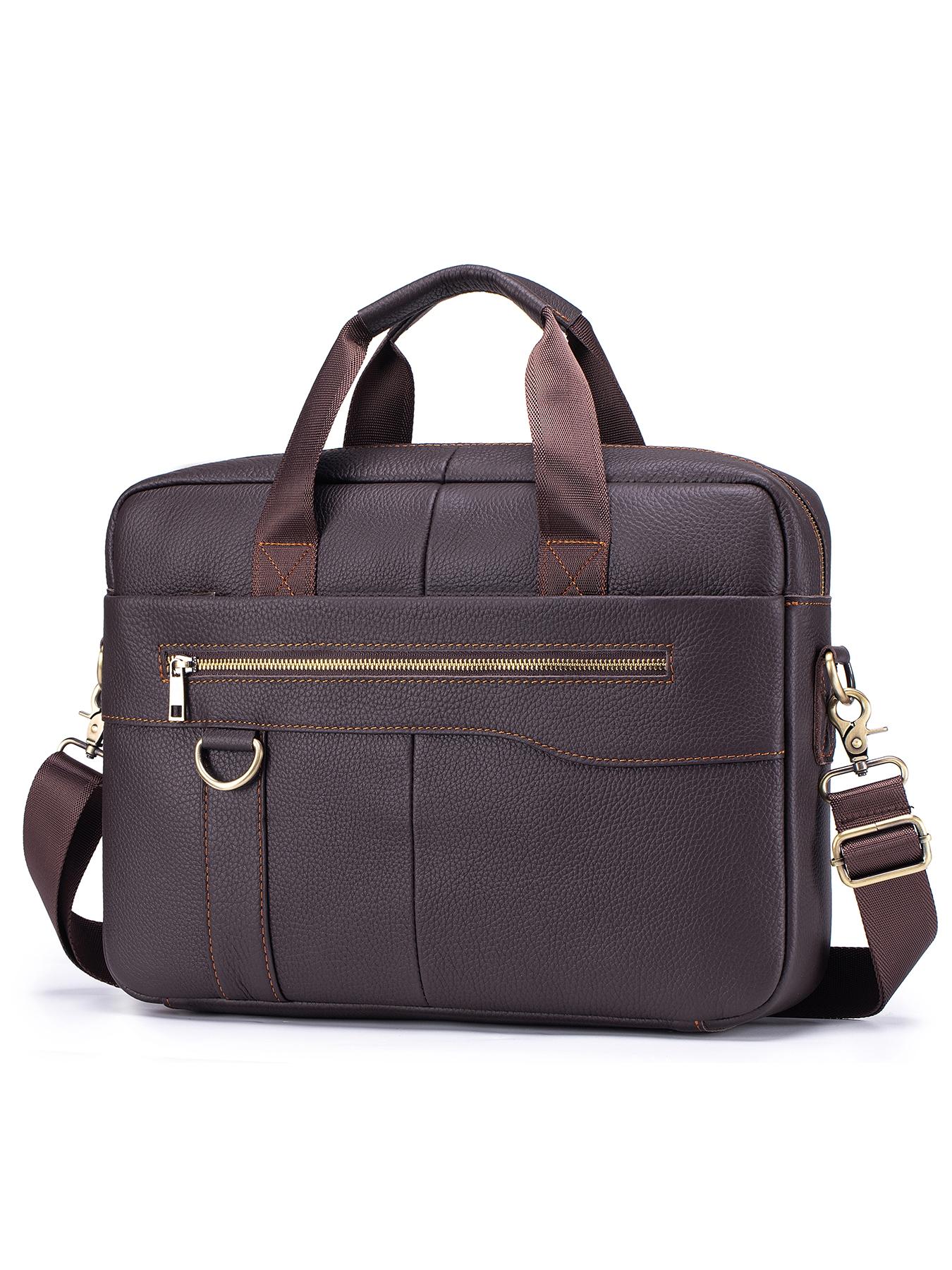 Vintage Leather Briefcase for Men Genuine Leather Office Large Laptop Bag Laptop Bag with Shoulder Strap, Spacious Cowhide Work Bag for Business Travel Travel Essentials