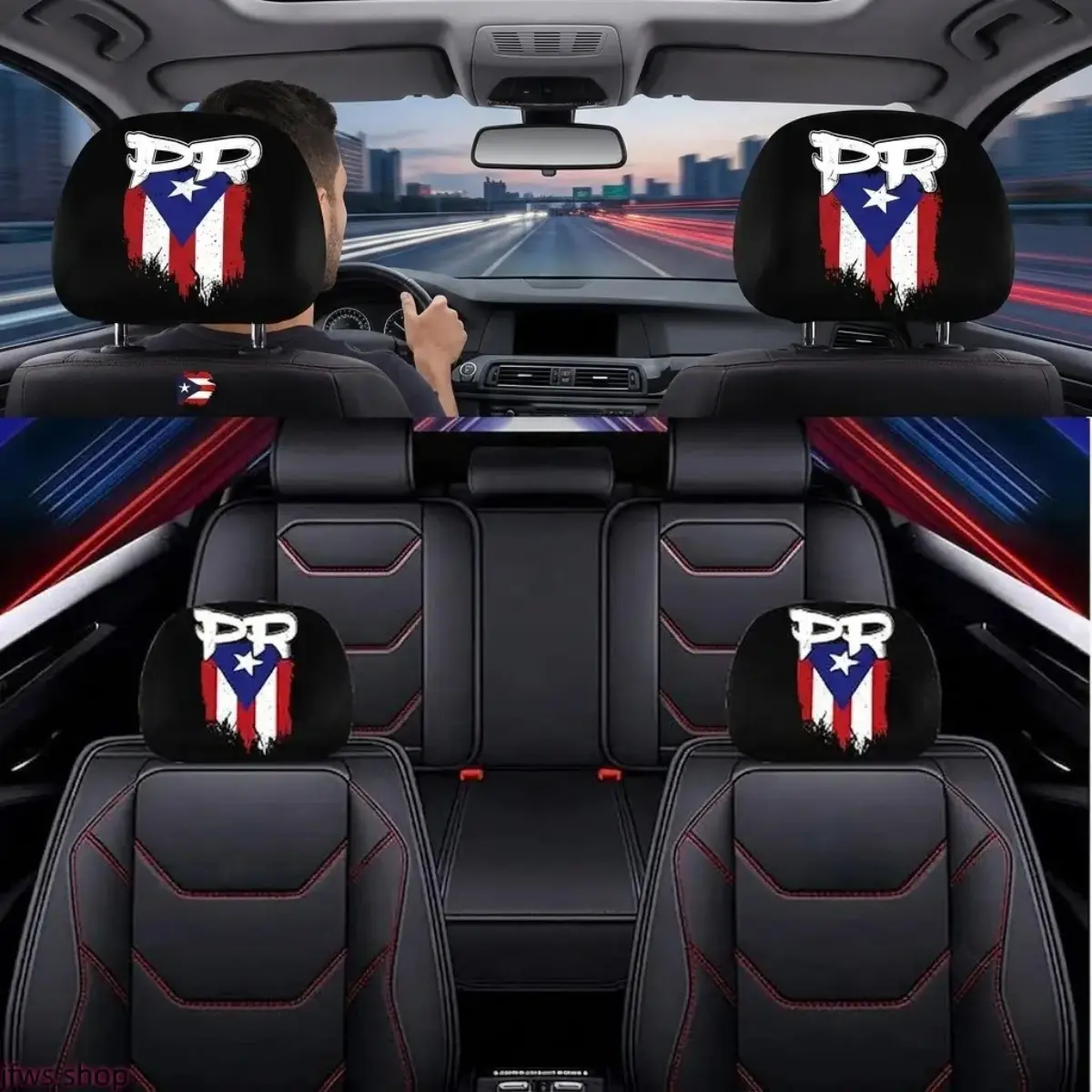 Personalized Monogram Car Headrest Covers in Stretch Elastic Cloth, Snug Fit Dust Protector for Men & Women, Car Decorations, Vehicle Decoration, Dust Protection, Initial Emblem homedecor, Daily Driving sohochic