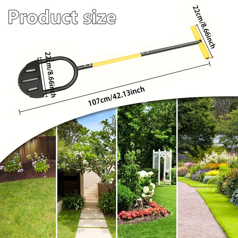 Manual Trimming Shovel with Handle, Semi-Circular Lawn Edging Tool, Serrated Hand Lawn Edging Tool for Step Trimming, 1pc Gardening Tool, Lawn Edger Tool