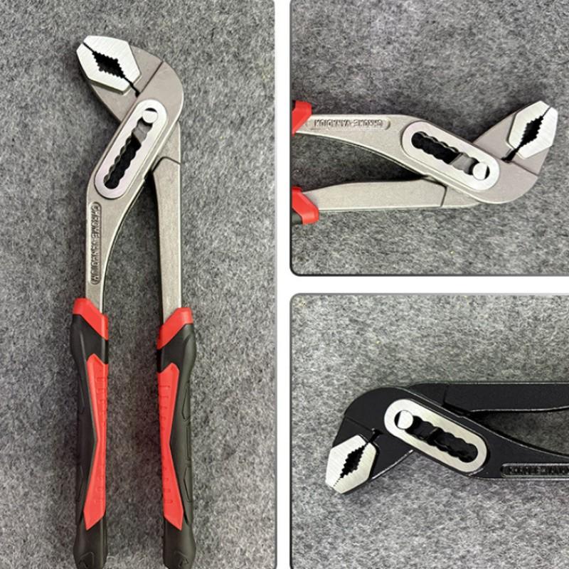 Adjustable Large Opening Carbon Steel Water Pump Pliers, Non-Slip Handle, Multi-Functional Pipe Clamp, Quick Release Lever, Home Use