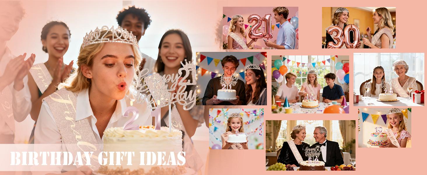 Sweet 16 Birthday Party Decorations Kit for Girls - Includes Sash, Tiara, Cake Topper, Number Candles & Balloons. Complete 16th Birthday Party Supplies Set, Perfect Gift Idea