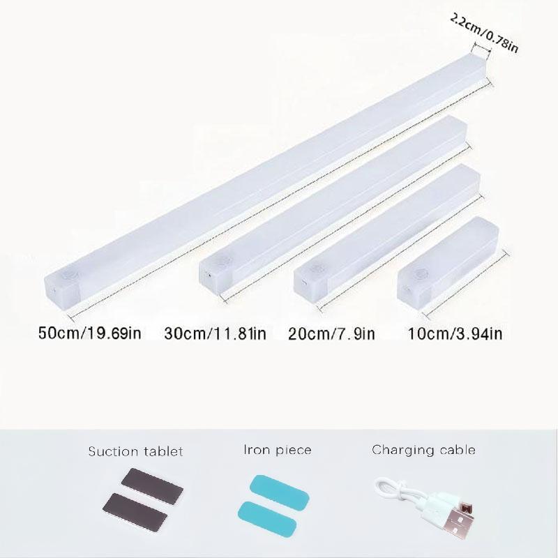 Smart Motion Sensor LED Strip Light, Wireless Magnetic Self-Adhesive Installation, USB Rechargeable Cabinet Drawer Night Light