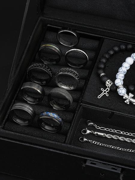 Men's Stainless Steel Jewelry Set, Casual Cross Necklace & Bracelet Pair, All-Seasons Accessory Gift for Birthdays & Dates