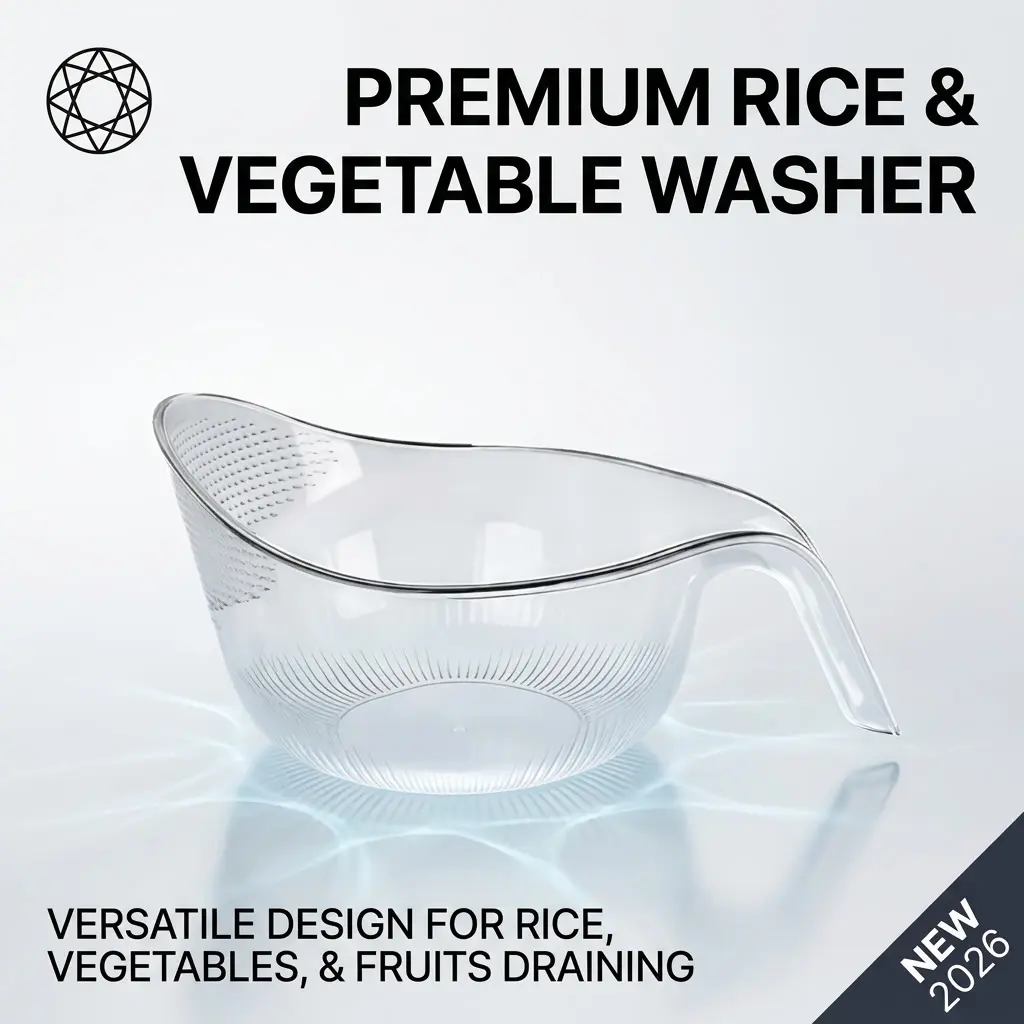 Rice‑washing gadget, kitchen sink rice washer, household rice‑washing sieve with handle, fruit‑washing basin, vegetable‑washing colander