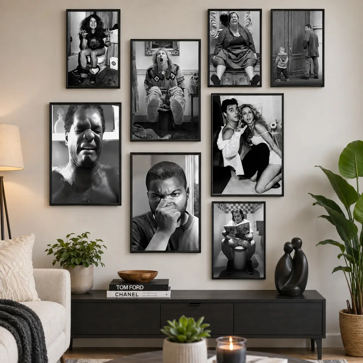 Framed Vintage Black and White Movie Canvas Wall Art, Funny Bathroom Poster Print, Humorous Toilet Decor for Guest Bath Powder Room Restroom Laundry Room or Man Cave, Retro Cinema Aesthetic Artwork, Unique Gift for Him, Housewarming Wall Decor