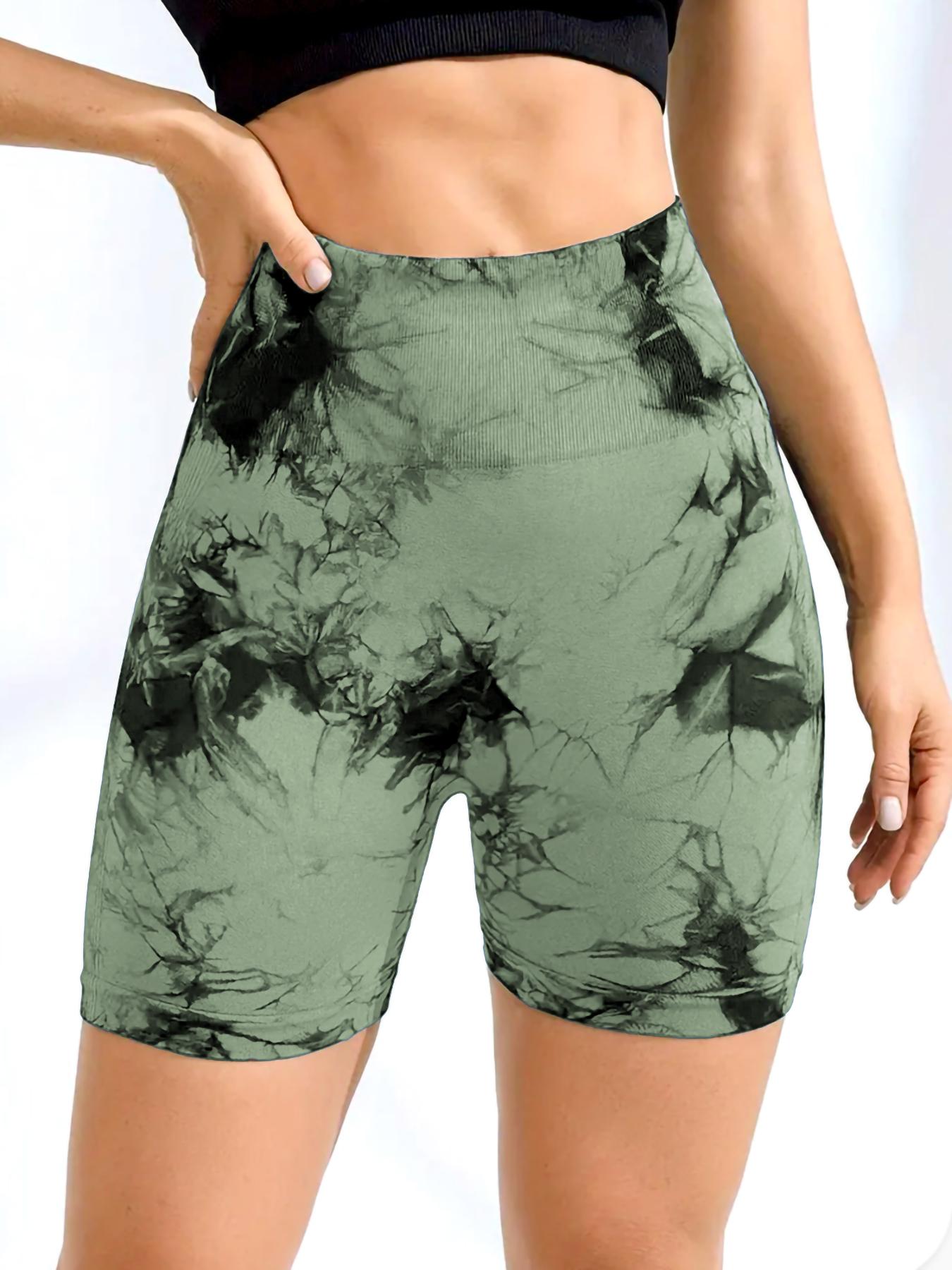 Women's High Waist Seamless Tie Dye Gym Shorts, Wide Elastic Band Gym & Cycling Workout Pants, Stretchy Activewear for Women, Soft Stretch Shorts, Athletic Shorts Women's High Waist Seamless Tie Dye Gym Shorts, Wide Elastic Band Gym & Cycling Workout Pants, Stretchy Activewear for Women, Soft Stretch Shorts, Athletic Shorts