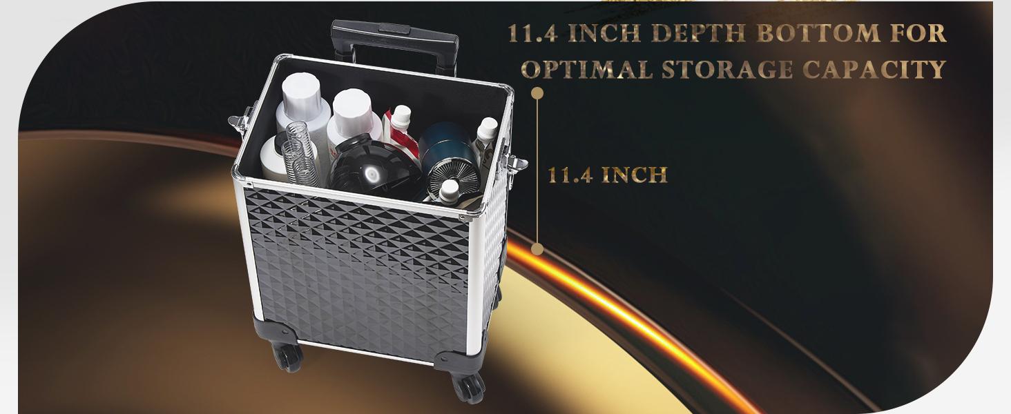 Joligrace 4 in 1 Rolling Makeup Train Case Large Cosmetic Trolley Box with Key Swivel Wheels Salon Barber Case