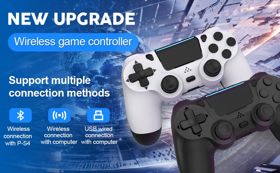 2 Pack Wireless Controller for PS4,Remote Controller with 6-Axis Motion Sensor, Sensitive Touch Pad, Built-in Speaker & Headphone Jack, Compatible with PlayStation 4/Pro/Slim/PC Video Game Stick Console Smartphone 2 Pack Wireless Controller for PS4,Remote Controller with 6-Axis Motion Sensor, Sensitive Touch Pad, Built-in Speaker & Headphone Jack, Compatible with PlayStation 4/Pro/Slim/PC Video Game Stick Console Smartphone
