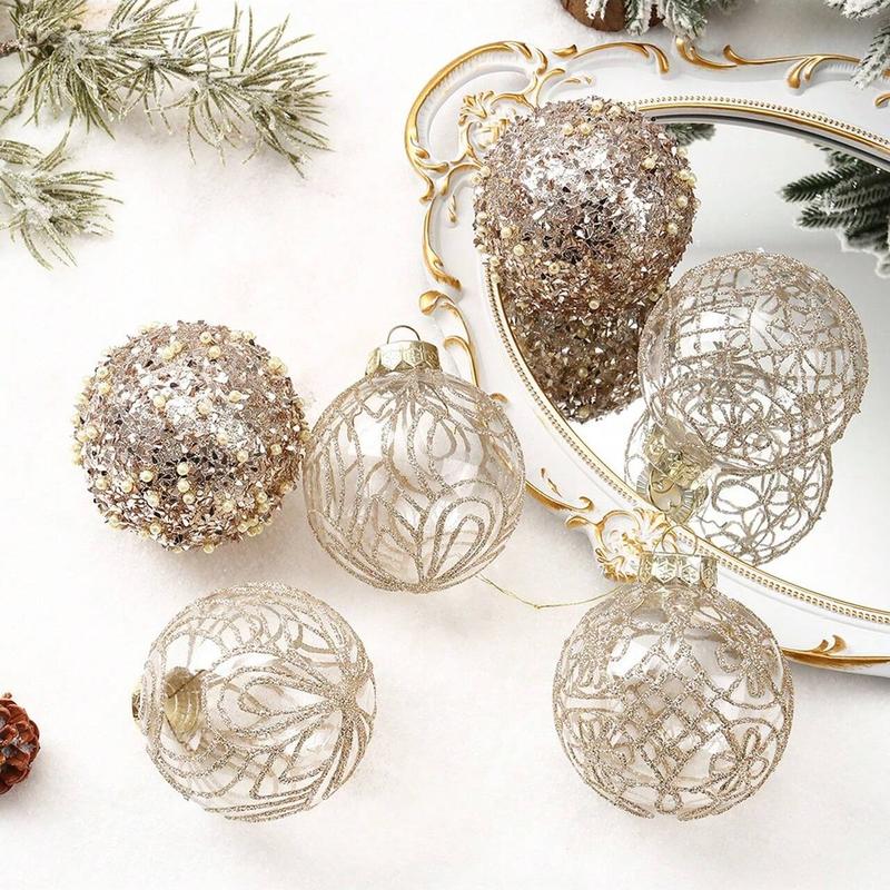 6PCS/Set Christmas Balls Ornaments Xmas Balls Decoration, Shatterproof Christmas Balls Ornaments for Christmas Tree DIY. Painting & Glittering Hanging Ball for Party Event Home Ornaments