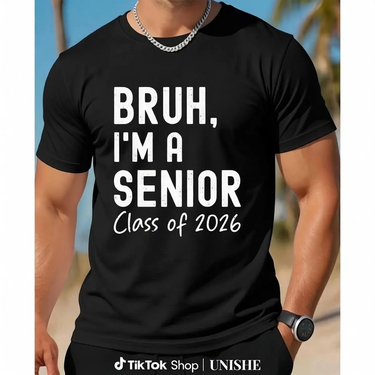 Class of 2026 Senior T-Shirt, Unisex Casual Graphic Print with Round Neck, 100% Cotton, Comfy Short Sleeve Graduation Gift, Basic, Fabric