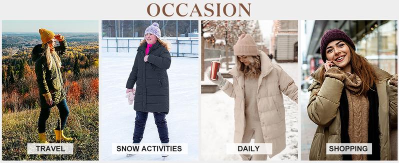 Womens Winter Long Puffer Coat Thicken Ladies Down Quilted Jacket Puffy Padded Zip Hood Parka Side Zipper Trendy 2025