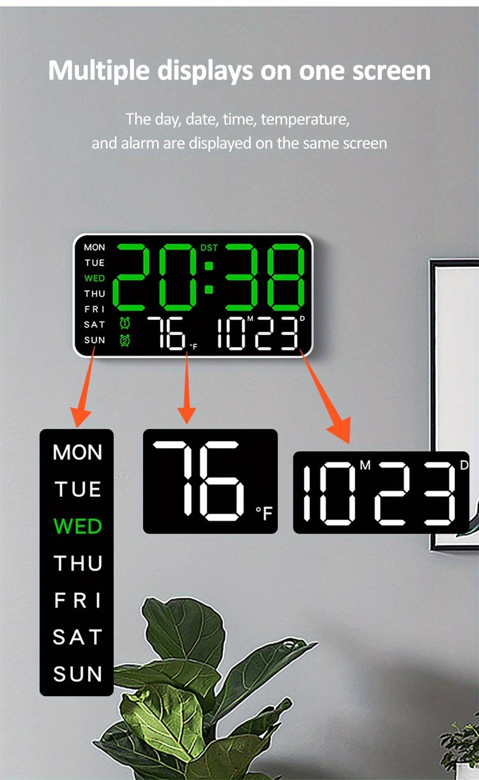 Large Digital Wall Clock with LED Display, Led Alarm Clock, Date & Temperature Timer, Ideal Gift for the Elderly, Living Room & Bedroom Decor, Creative Decorative Clock, Led Wall Clocks