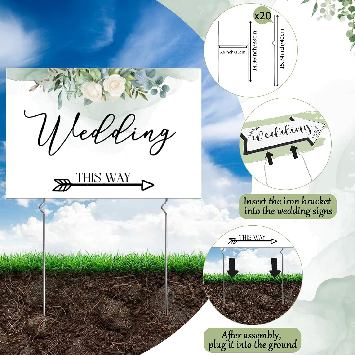 11 Pack Wedding Signs for Reception, Welcome to Our Wedding This Way Signs