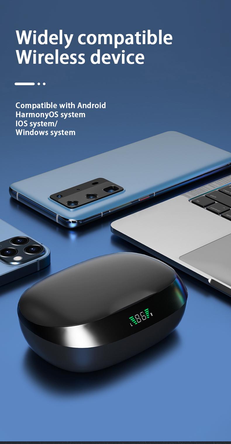 MSHUKCOE Bluetooth Headphones Wireless Earbuds With Charging Case Digital Display Sports Ear buds with Earhook Premium Deep Bass IPX5 Waterproof Over-Ear Earphones for TV Phone Laptop