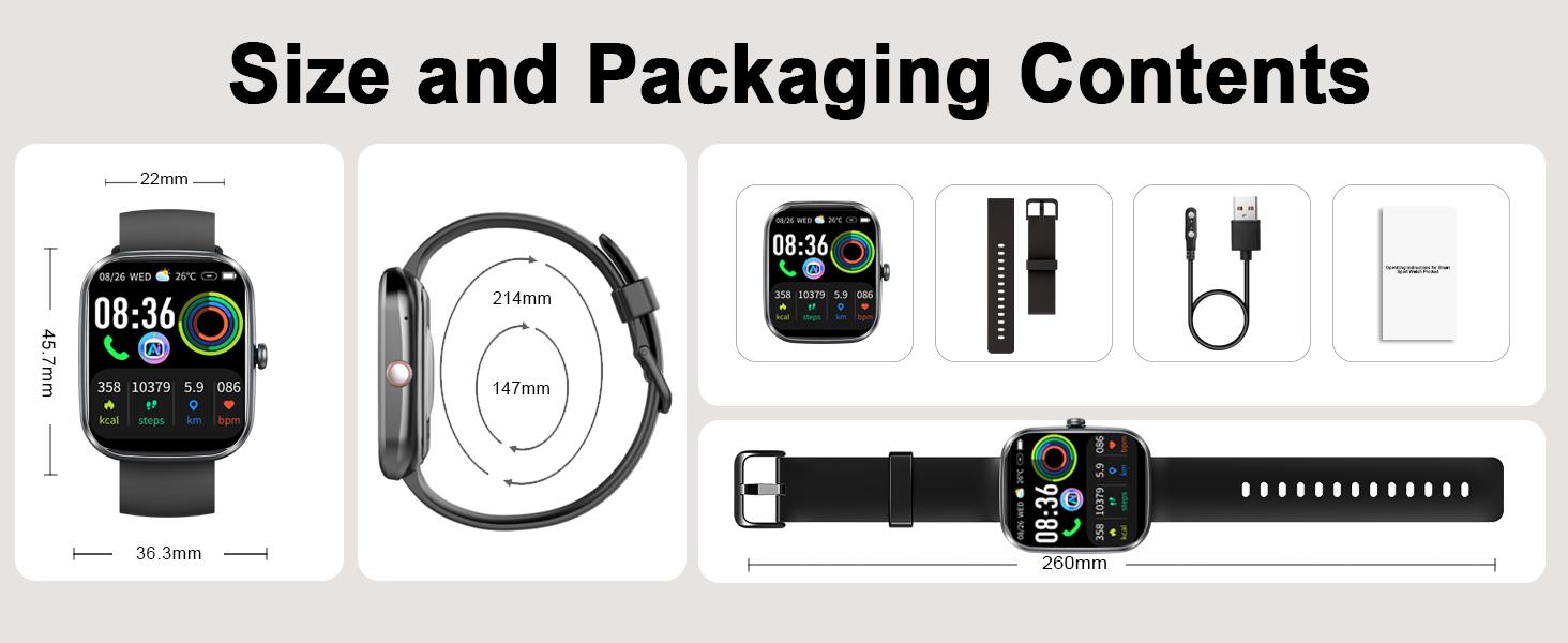 [Spring Deals] Tukio 2026 Smartwatch with AI ChatGPT Assistant 1.91-inch HD Display Heart Rate Monitoring Sleep Tracking Bluetooth Calling IP68 Water Resistance Compatible with Android and iOS,the Perfect Holiday Gift