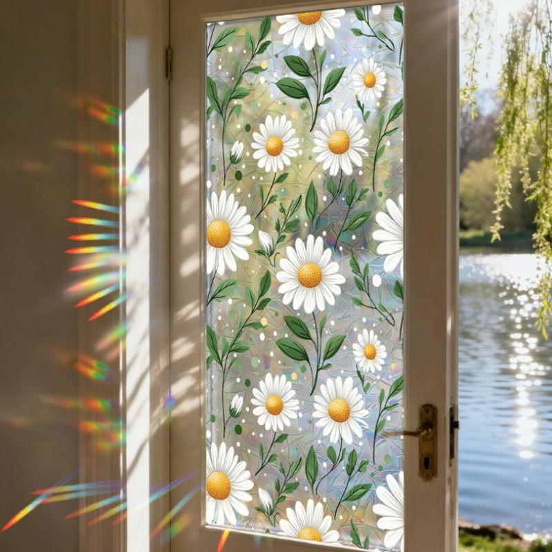 Spring Sunlight Rainbow Window Stickers, 4 Designs Including Lemon Lily Daisy Sunflower, Privacy Shield, Home Decor, Room Decoration