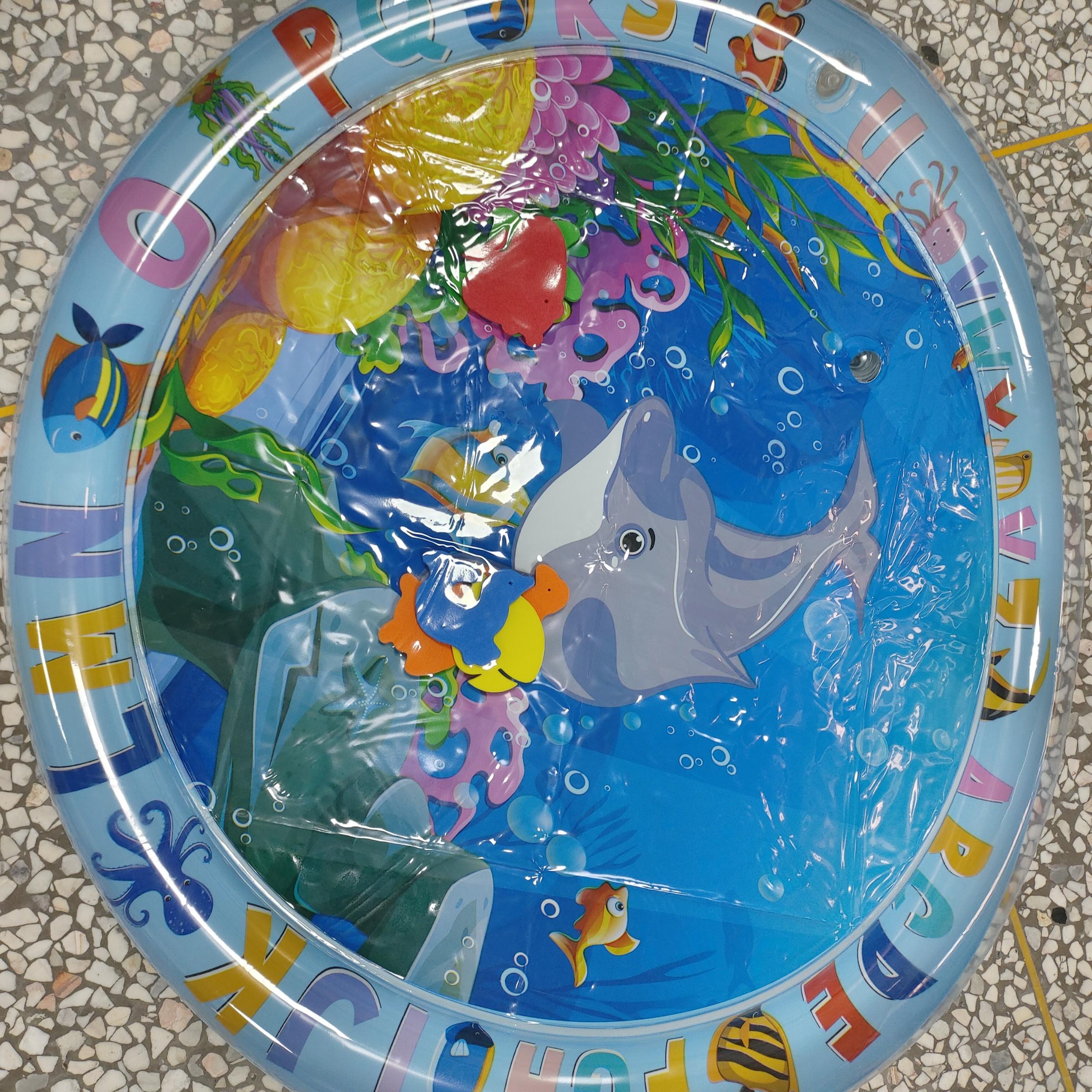 Inflatable Baby Water Game Pad, Dolphin & Coral Reef Design Inflatable Baby Water Play Mat for Summer, Durable Indoor/Outdoor Toy Pad, Tummy Time Mat, Nursery Development Mat