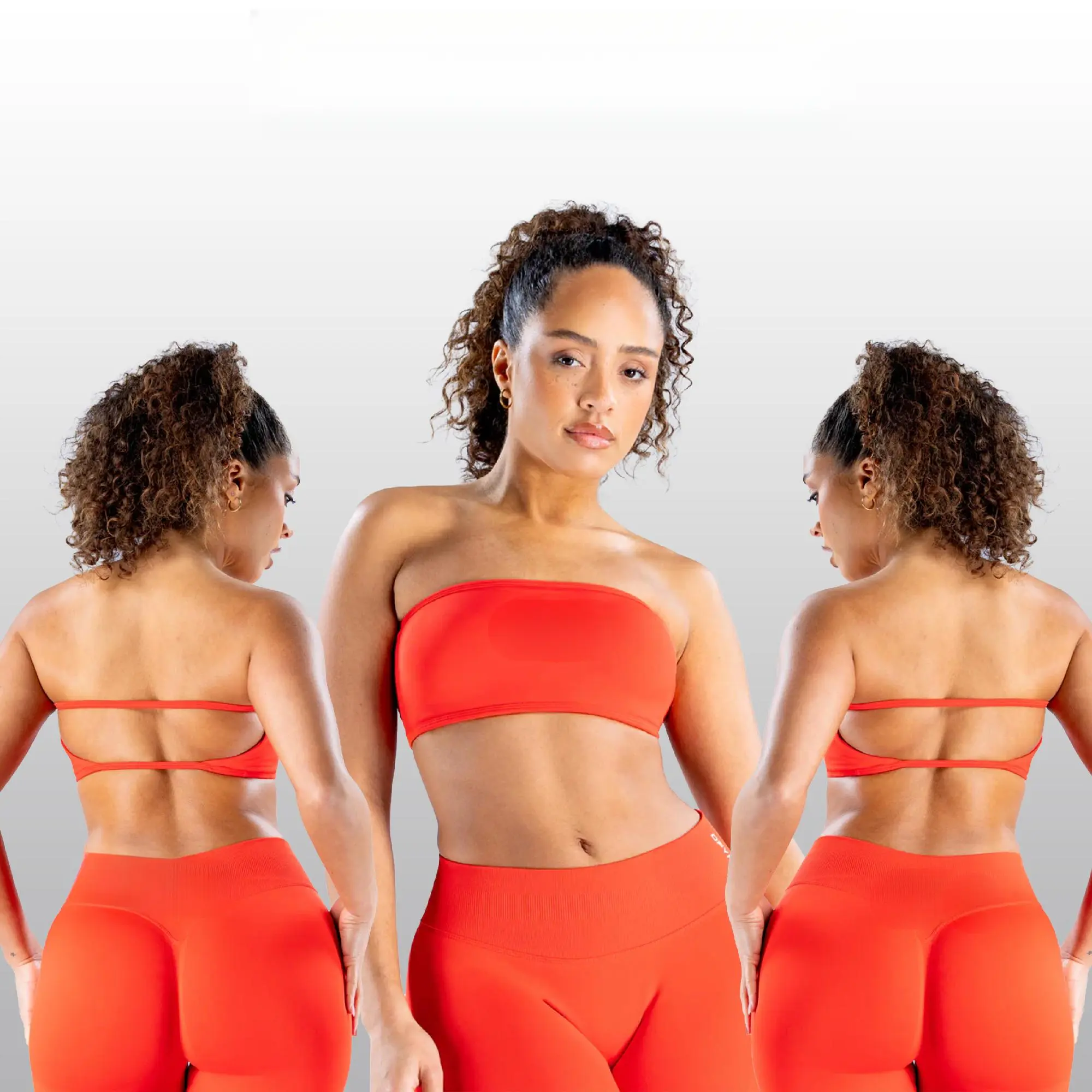 Women's DFY Impact Seamless Gym Workout Set - Backless Bandeau Sports Bra, High-Waisted Shorts & Leggings, Breathable Fabric Fitness Activewear for Everyday Use, Gym Activewear
