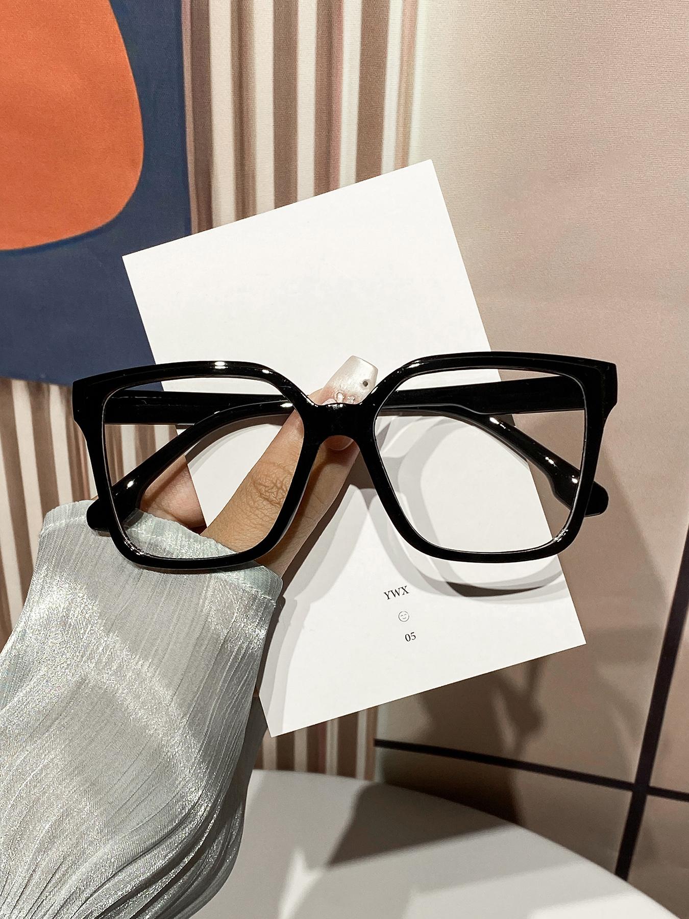 12pcs Women's Plastic Square Frame Mirror Set, Multiple Colors & Styles, Simple Fashion Casual Flat Mirror, Leopard Print Frame, Fashionable Frames Glasses