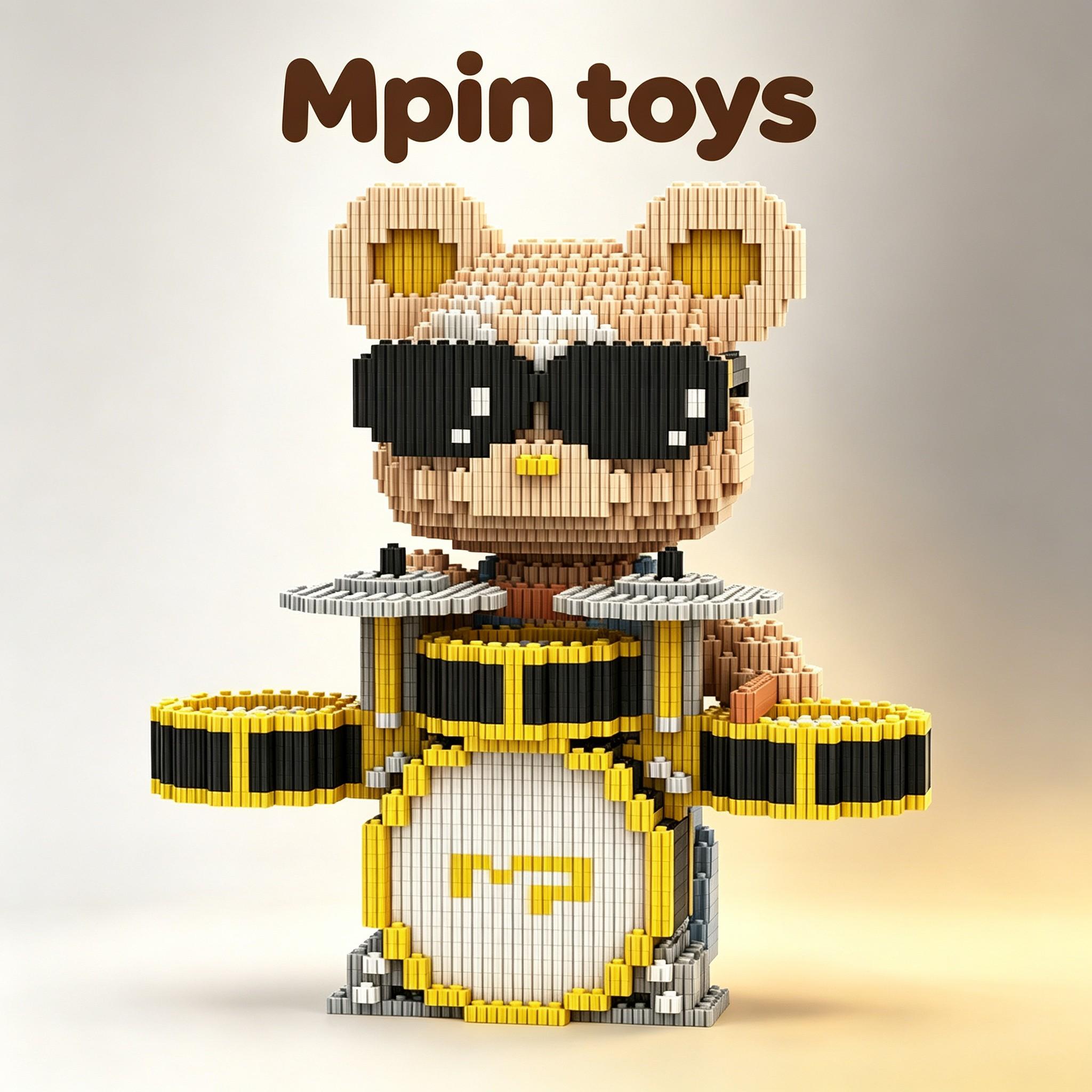 DIY Micro-Particle Building Blocks Drummer Bear, 3D Puzzle Toy, Bearbrick Style Decor Gift, Adult DIY Puzzle Ornament, Home Decoration, Holiday Gift, Model Building Kits