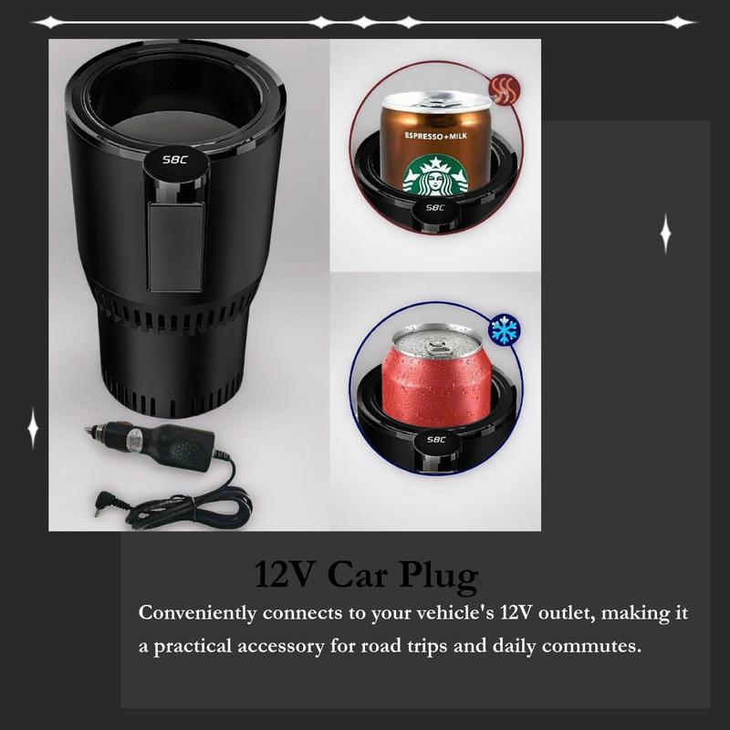12V Car Cup Cooler & Warmer, Rapid Cooling 0°C to 60°C, 18.6oz Bottle Heater/Cooler, Portable Travel Essential for Truckers, Camping, Office, Gift, Drinking Gadgets, Heated Drinkware Accessories