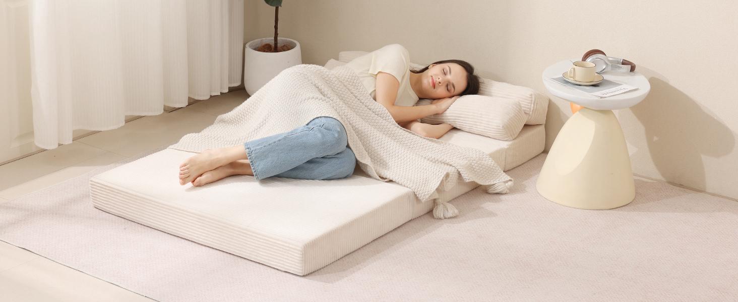 Juikury Folding Sofa Bed Comfy Sleeper Chair Couch Floor Sofa Foldable Mattress for apartment living room Bedroom furniture For Kid&Adults Pets Bed