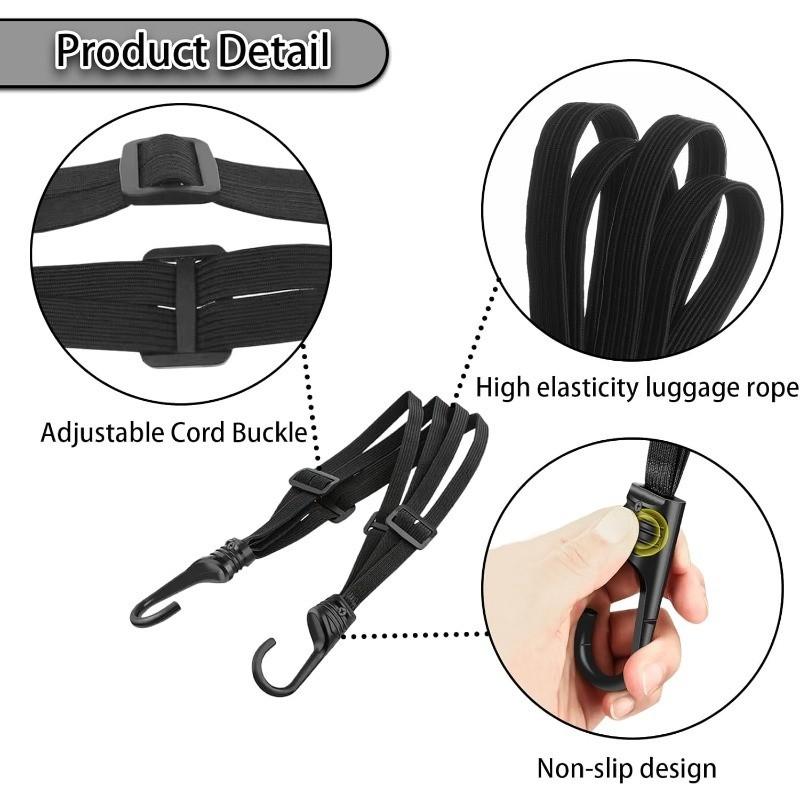 5pcs Universal Motorcycle Helmet Lanyard, Adjustable Elastic Rope with Dual Hooks, Four-Strand Split Binding Strap