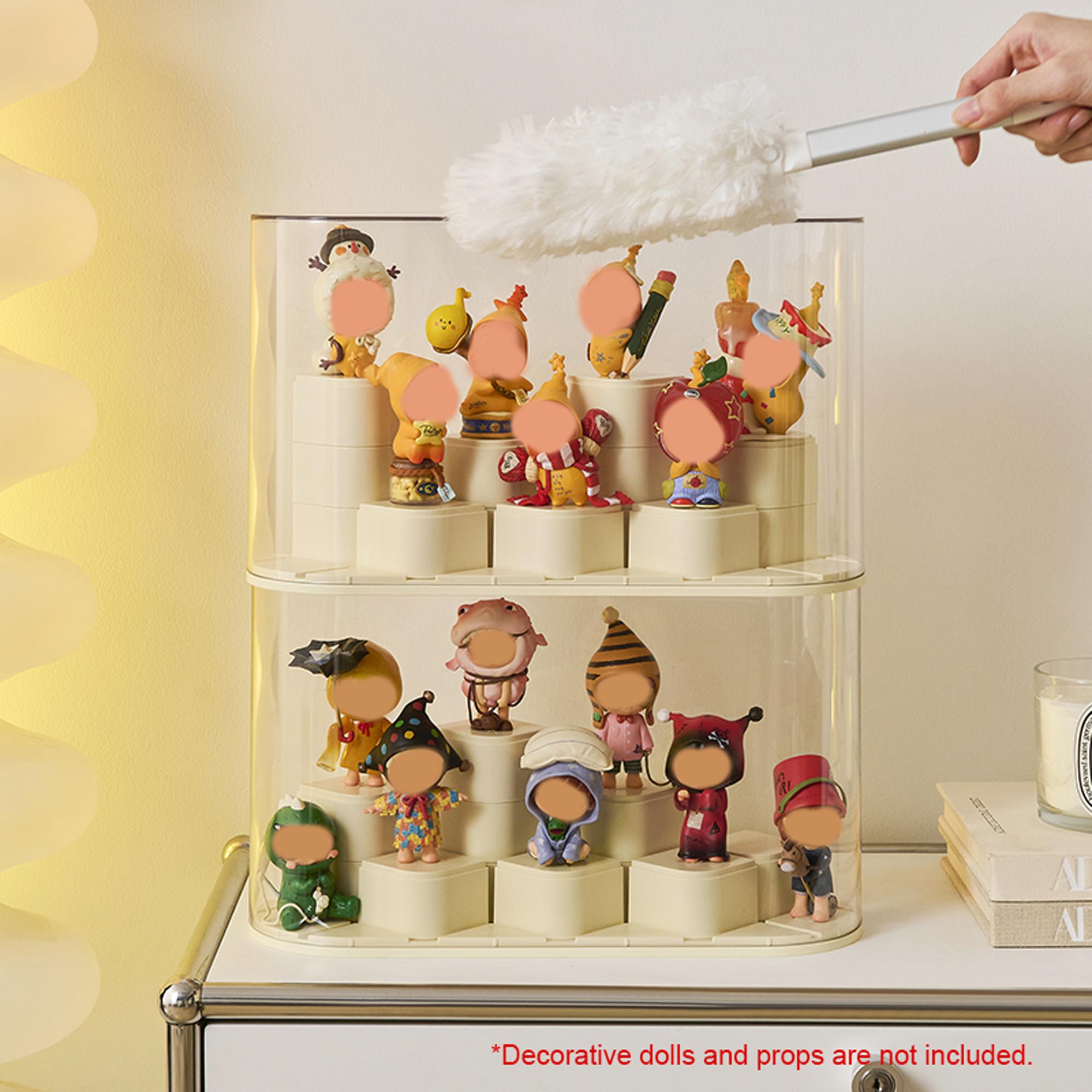 Desktop Figure Doll Hanging Storage Display Box, Clear Organizer, Dustproof Moisture-Proof, DIY Building Block Module, Suitable for Labubu Skullpanda Dimoo Hirono Molly Collectibles