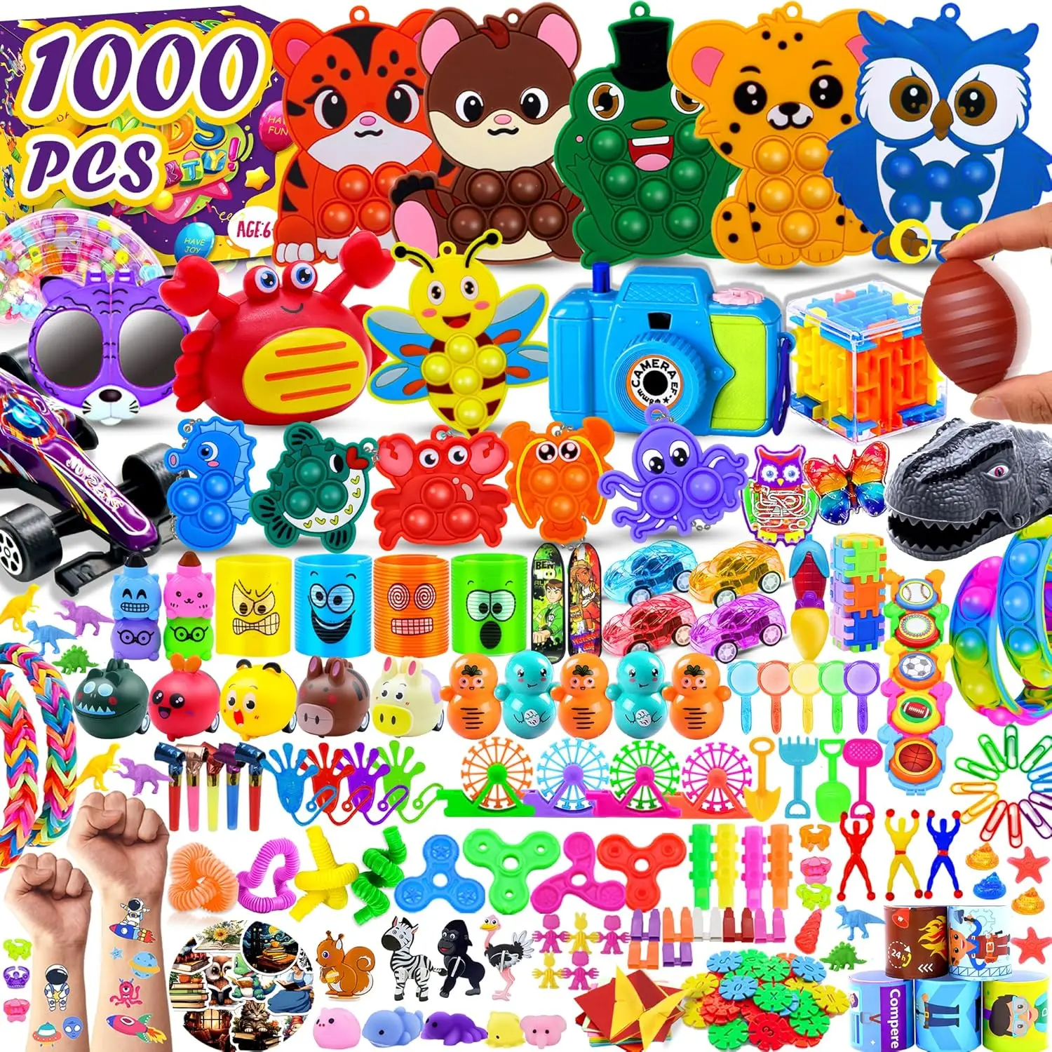 1000 PCS Party Favors for Kids, Bulk Fidget Toys for Goodie Bags, Classroom Prize Box Toys, Birthday Party Favor Fillers, Treasure Box Rewards, Pinata Stuffers, Small Toys for Boys Girls Ages 4-12