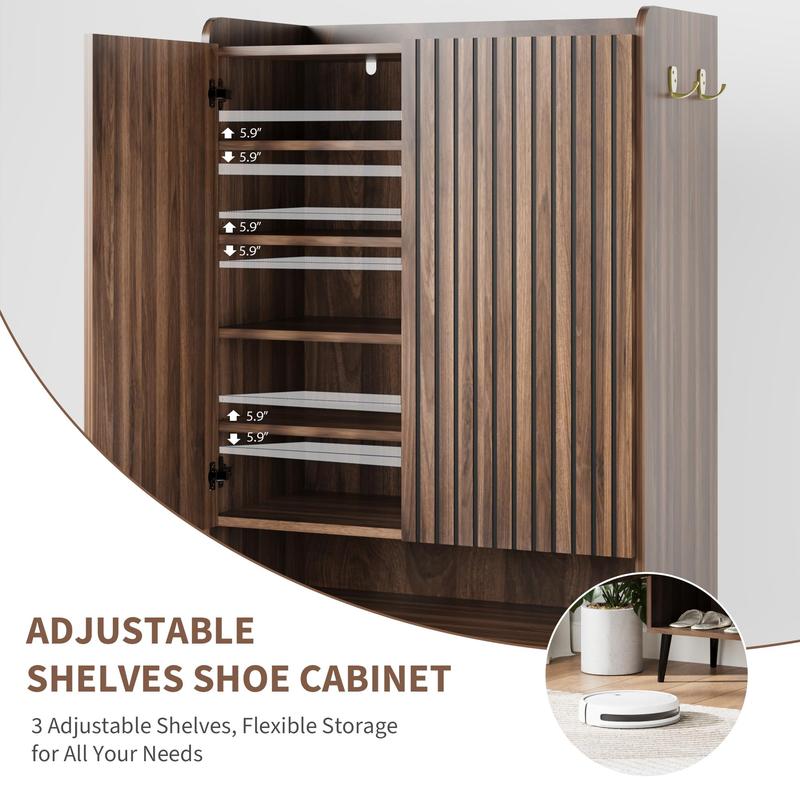 Shoe Cabinet，Large Shoe Cabinet with Doors,Adjustable Shelves, Shoe Organizer with Doors for Hallway, Entryway, Living Room