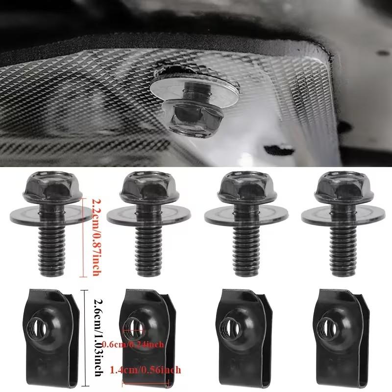 30pcs Automotive Bolts & U-Shaped Washer Clips, Engine Radiator Guard Rivets, Bumper Anti-Collision Clips, Fender Retaining Buckles