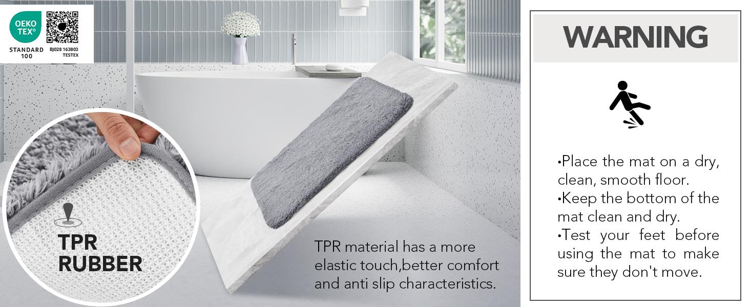 Deconovo Luxury Bath Rugs (1.6" Thick) – Soft, Non-Slip, Water Absorbent Microfiber – Machine Washable Shaggy Mats for Bathroom, Bedroom, Kitchen & Pets