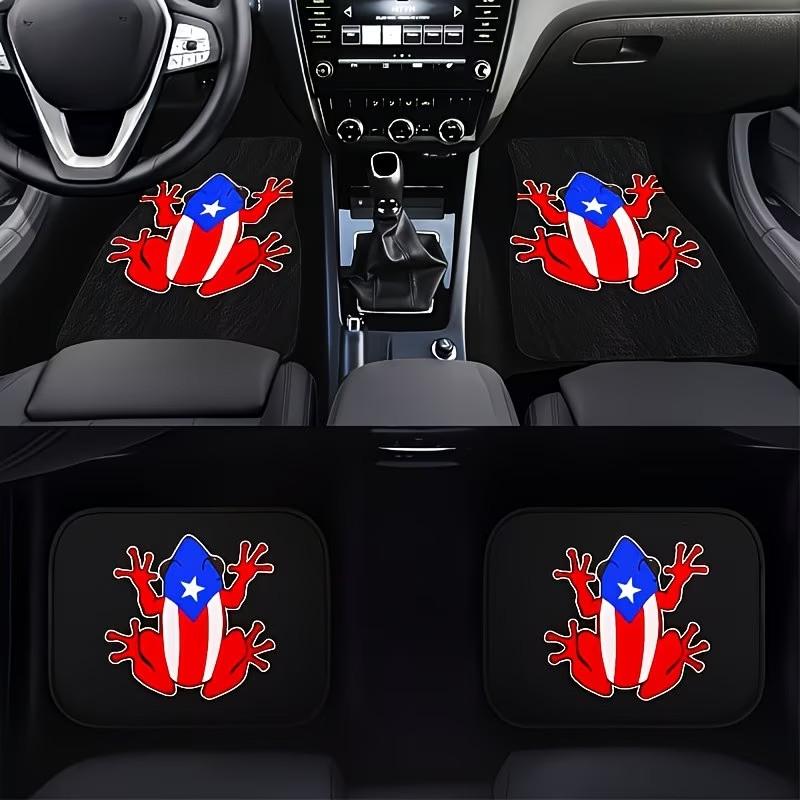 4-Piece Puerto Rico Cocoa Frog Car Mats, Car Floor Mats, Universal Fit, Polyester Fiber, Comfortable Non-Slip, Water-Resistant, All-Season Car Accessories
