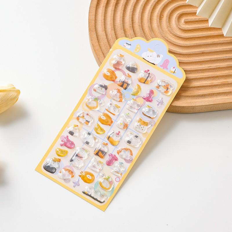Cute 3D Resin Stickers, Cartoon Animal Food Hand Account Decorative Stickers, Fun and Creative Paper Craft Supplies