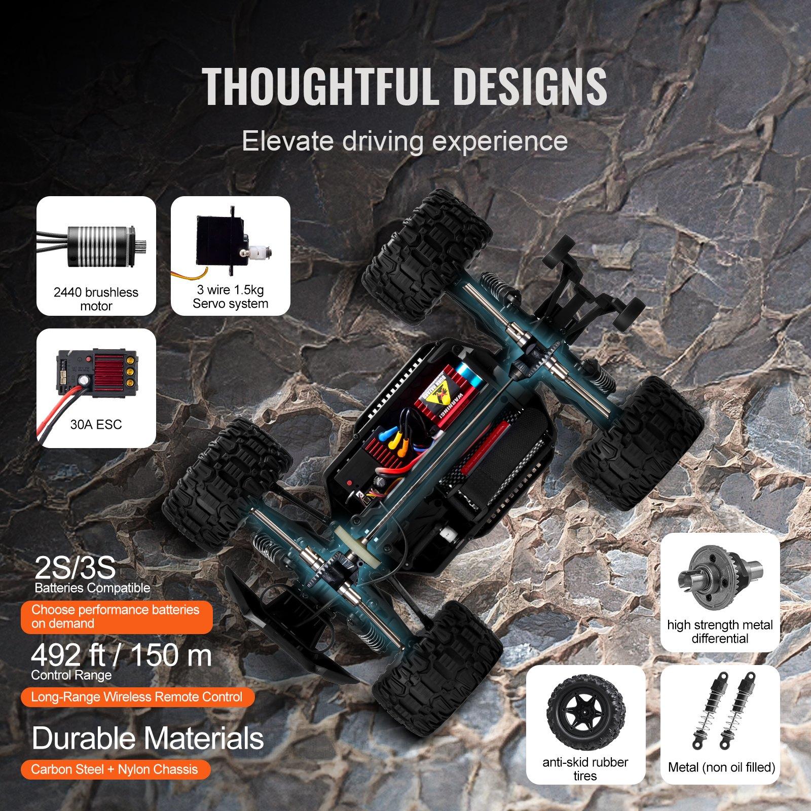 VEVOR Remote Control Car, 1: 14 Scale RC Car for Kids, All Terrain 4WD Off-Road Truck with 1 Extra Car Shell, 45 Wheelie Adjustable Speed, 42 km/h Hobby RC Car Toy, for 8+ Year Boys Girls