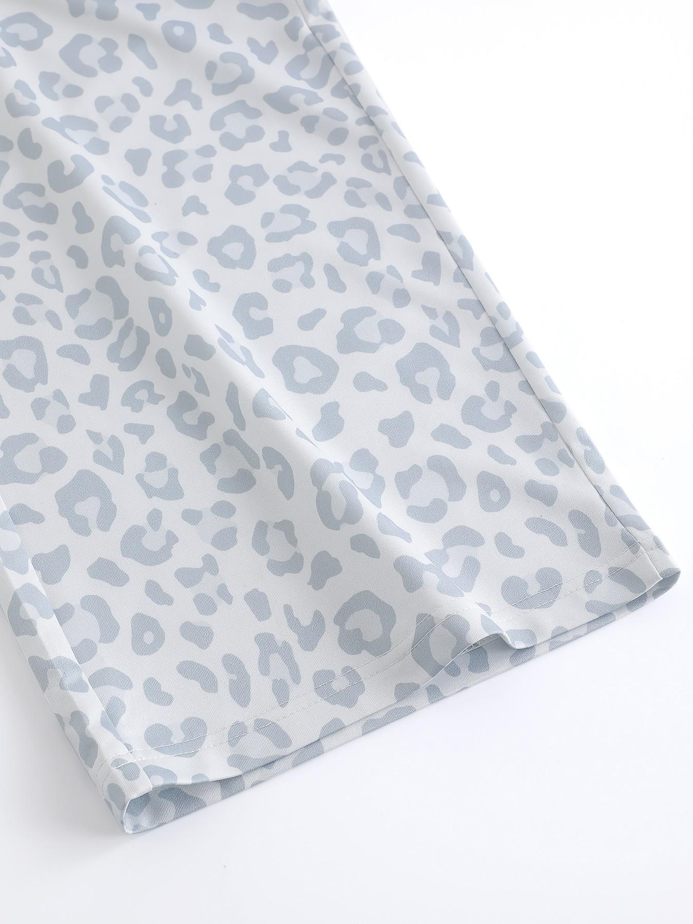 Women's Leopard Print Loose Long Pants, Casual Fashion, Drawstring Waist, All Seasons, Wide Leg, Perfect for Spring Summer Fall, Casual Lounge Pants